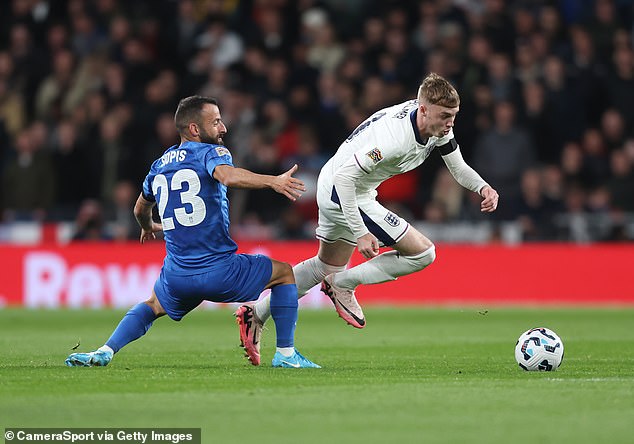 The decision to deploy Chelsea star Cole Palmer (above) as a deep-lying midfield against Greece was a deliberate tactical decision made by England interim head coach Lee Carsley