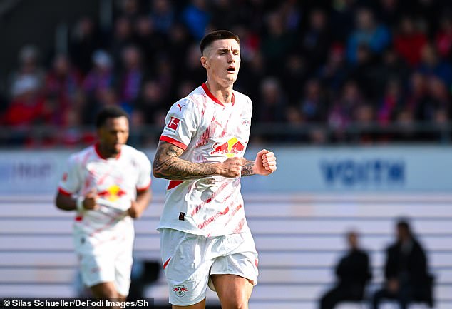 Manchester United are interested in signing Red Bull Leipzig forward Benjamin Sesko (above)