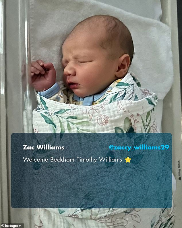Rachel je sliku naslovila sjajnim riječima 'Dobro ti stoji tata dvoje djece', napisala je prije nego što je otkrila da su ga nazvali Beckham Timothy Williams