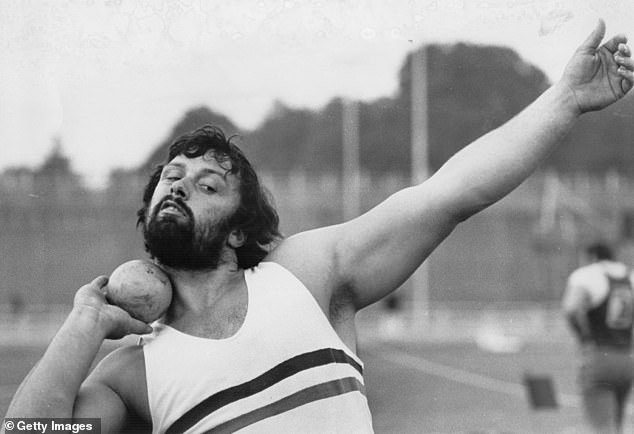 Geoff Capes, a two-time Commonwealth Games shot put champion, died aged 75. Pictured: In 1974