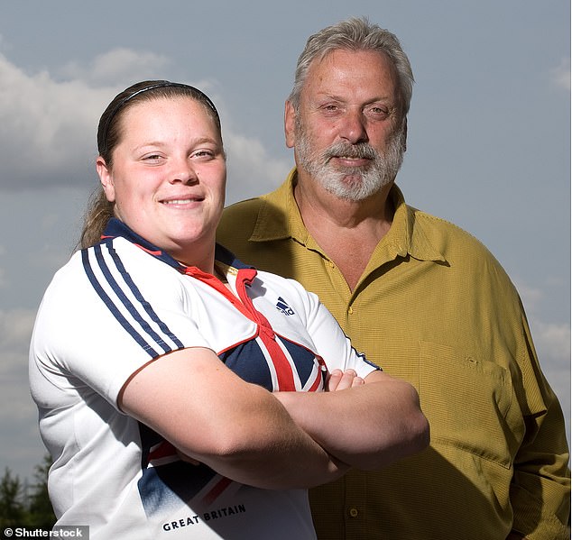 British shotputter Sophie Mckinna and her coach Geoff Capes in 2013