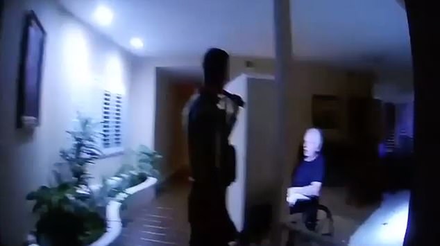 In video footage released by the Ely family obtained by Dailymail.com, Ron Ely was seen in a wheelchair as a pair of deputies made their way into the darkened home with flashlights