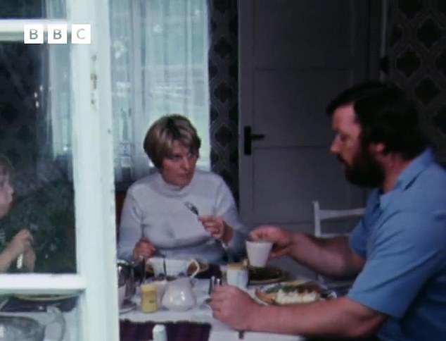 The two-time winner of World's Strongest Man would rack up well over 13,000 calories a day with his incredible appetite. Pictured: Eating with wife Jill