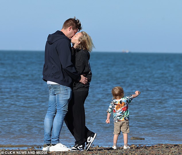 Kelsey Parker shared a kiss on the beach with her boyfriend Will Lindsay this week, during a family holiday to Whitstable