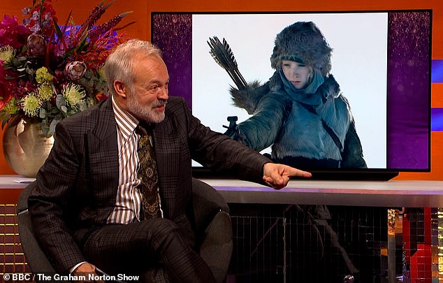 The men on the panel had been discussing undergoing physical transformations for roles, with host Graham, 61, soon asking Saoirse about her role in 2011's Hanna (pictured in the film)