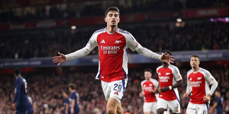 Arsenal 2-0 PSG – Liga prvaka: Topnici preuzimaju kontrolu nad europskim dvobojem kroz JOŠ JEDNU stručno snimljenu postavku… dok Man City juri u prednost od dva gola protiv Slovana iz Bratislave
