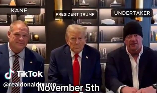 Donald Trump dijeli TikTok video s WWE ikonama Undertakerom i Kaneom dok se trio ruga Kamali Harris