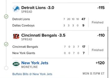 Kladioničar očekuje isplatu od ogromnih 123.000 dolara na ulog od 10 dolara ako se odigra posljednja utakmica Monday Night Footballa