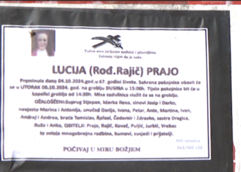 TUŽAN DAN U DUSINI Sahranjena žrtva poplave Lucija Prajo, iza sebe ostavila supruga i troje djece