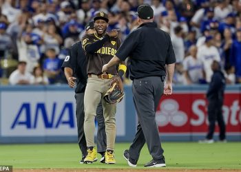 Utakmica doigravanja Padres-Dodgersa odgođena je nakon što je navijač bacio bejzbol loptu prema zvijezdi San Diega Juricksonu Profaru