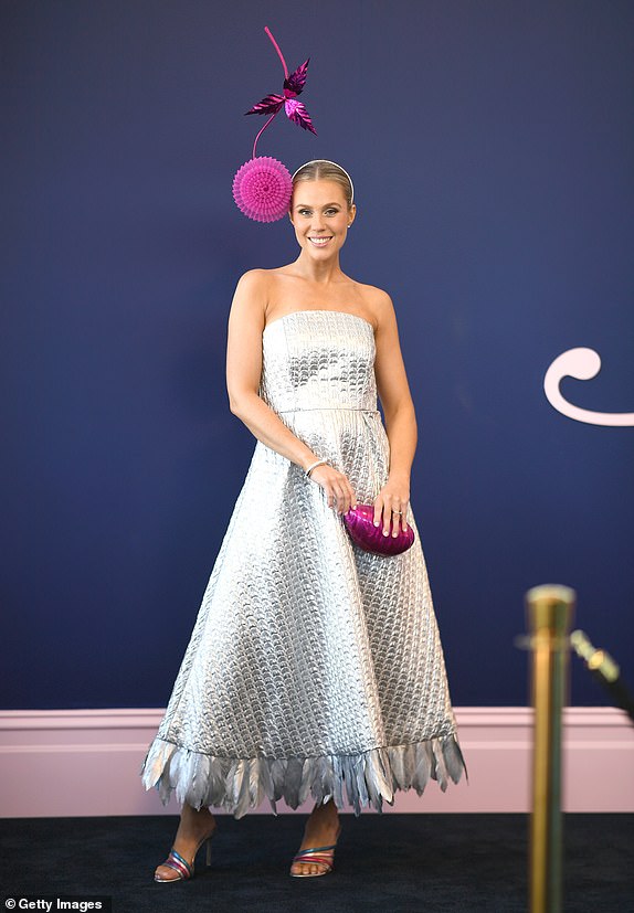 MELBOURNE, AUSTRALIA - NOVEMBER 05: Crystal Kimber poses for a photo during 2024 Melbourne Cup Day at Flemington Racecourse on November 05, 2024 in Melbourne, Australia. (Photo by Wendell Teodoro/Getty Images)