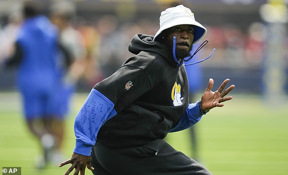 FILE - Los Angeles Rams cornerback Tre'Davious White works out before an NFL football game against the San Francisco 49ers Monday, Sept. 23, 2024, in Inglewood, Calif. (AP Photo/Ashley Landis, File)