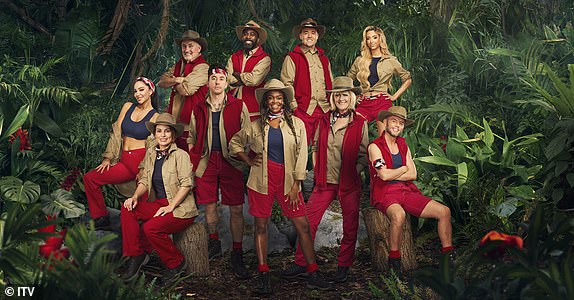 This image and the information contained herein is strictly embargoed until 19:00 Monday 11th November 2024From ITVI'm a Celebrity Get Me Out of Here SR24: on ITV1 & ITVXPictured: Tulisa, Collen, Barry, Danny, Melvin, Oti, Alan, Jane,GK Barry & DeanThis photograph is (C) ITV Plc and can only be reproduced for editorial purposes directly in connection with the programme or event mentioned above, or ITV plc. This photograph must not be manipulated (excluding basic cropping) in a manner which alters the visual appearance of the person photographed deemed detrimental or inappropriate by ITV plc Picture Desk.  This photograph must not be syndicated to any other company, publication or website, or permanently archived, without the express written permission of ITV Picture Desk. Full Terms and conditions are available on the website www.itv.com/presscentre/itvpictures/termsFor further information please contact:michael.taiwo1@itv.com I'm A Celebrity get me Out of here