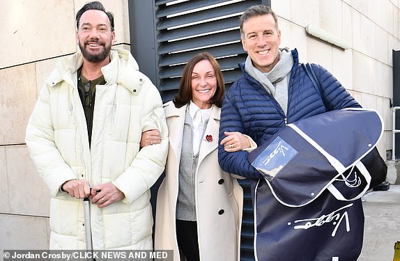 16 November 2024.Strictly Come Dancing judges pose for a picture while leaving the hotel in Blackpool heading to filming.Pictured: Craig Revel Horwood, Shirley Ballas, Anton Du BekeCredit: Jordan Crosby/CLICK NEWS AND MEDIA   Ref: JordanCCLICK NEWS AND MEDIA - PICTURES@CLICKNEWSANDMEDIA.COM - 07774 321240 - STANDARD SPACE RATES APPLY