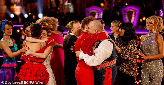 EMBARGOED TO 2000 SUNDAY NOVEMBER 17For use in UK, Ireland or Benelux countries only BBC handout photo of Katya Jones and Wynne Evans during the results show of Strictly Come Dancing on BBC1. Issue date: Sunday November 17, 2024. PA Photo. See PA story SHOWBIZ Strictly. Photo credit should read: Guy Levy/BBC/PA Wire NOTE TO EDITORS: Not for use more than 21 days after issue. You may use this picture without charge only for the purpose of publicising or reporting on current BBC programming, personnel or other BBC output or activity within 21 days of issue. Any use after that time MUST be cleared through BBC Picture Publicity. Please credit the image to the BBC and any named photographer or independent programme maker, as described in the caption.