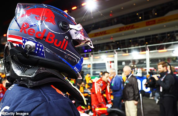 LAS VEGAS, NEVADA - NOVEMBER 23: Max Verstappen of the Netherlands and Oracle Red Bull Racing prepares to drive on the grid prior to the F1 Grand Prix of Las Vegas at Las Vegas Strip Circuit on November 23, 2024 in Las Vegas, Nevada. (Photo by Mark Thompson/Getty Images)