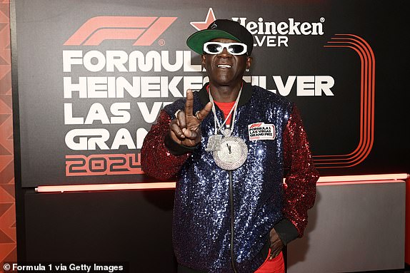 LAS VEGAS, NEVADA - NOVEMBER 23: Flavor Flav attends the F1 Grand Prix of Las Vegas on November 23, 2024 in Las Vegas, Nevada. (Photo by Bryan Steffy - Formula 1/Formula 1 via Getty Images)