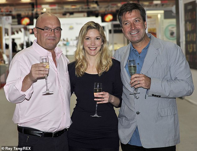 Actress Lisa Faulkner (centre) has said Gregg (left) repeatedly made rude jokes to MasterChef crew members - she is married to his co-host John Torode (right)