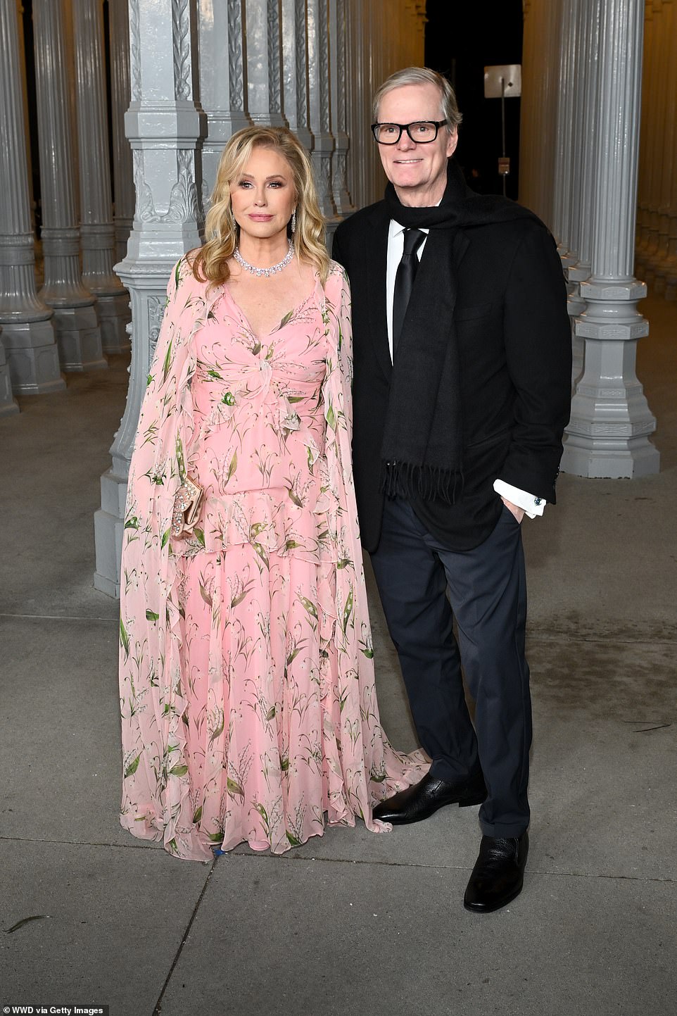 Kathy Hilton was also seen at the gala with her husband Richard Hilton. The reality TV personality looked pretty in pink in a floral-patterned gown with a matching cape. Her longtime husband wore a black blazer teamed with a matching scarf and a satin tie