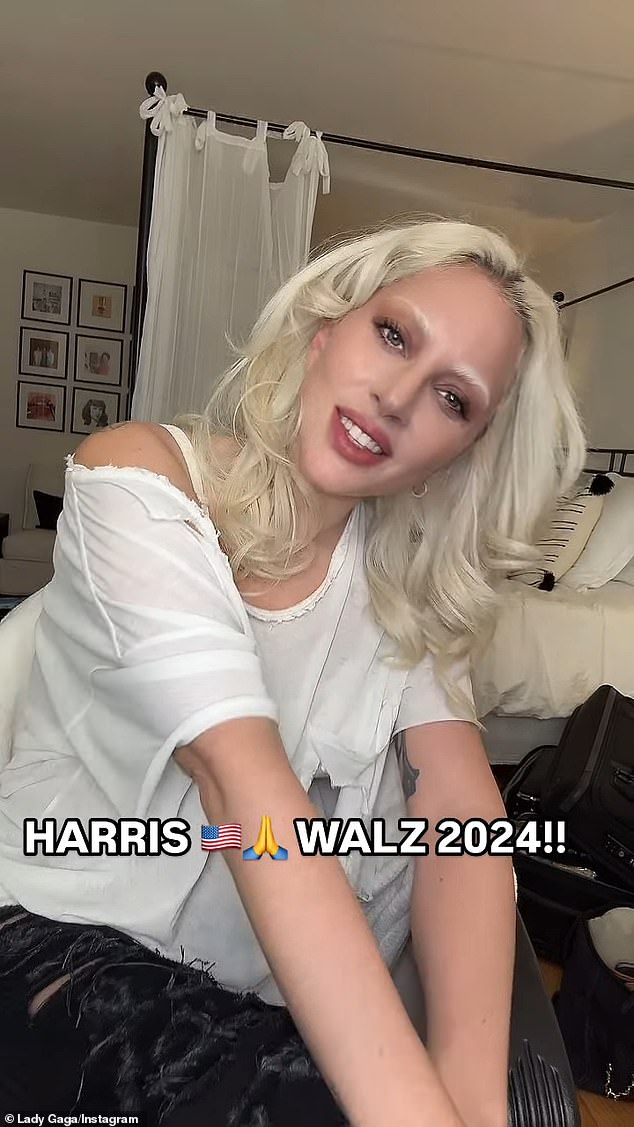 Lady Gaga (rođena kao Stefani Germanotta) nije imenovala imena, ali je iznad njezinog videa stajao natpis: 'Harris Walz 2024!'