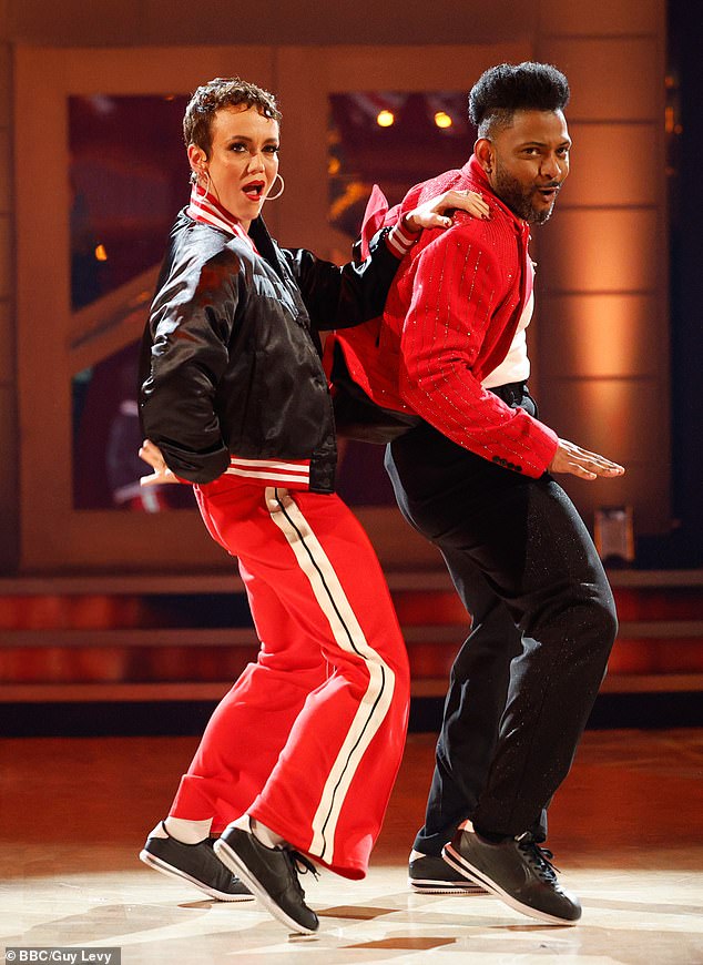She also thanked fellow dancer Lauren for stepping into her shoes as JB's new replacement (JB and Lauren pictured on Saturday's show)