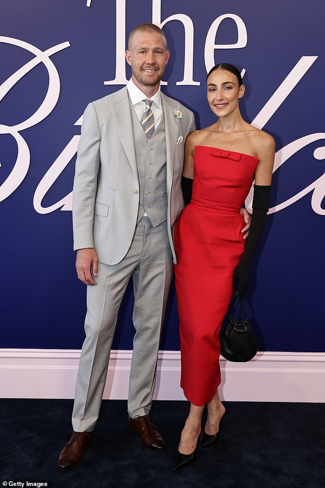Nathan and Tayla Broad also pulled out all the stops for the festivities and put on a cosy display as they posed arm-in-arm