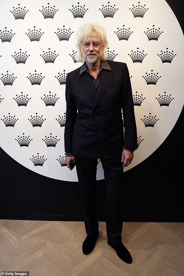 Boomtown Rats rocker Bob Geldof, who is currently filming in Australia, cut a dapper figure in an all-black suit as he joined the celebrity guests