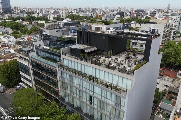 Aerial view of the hotel where British singer Liam died in Buenos Aires