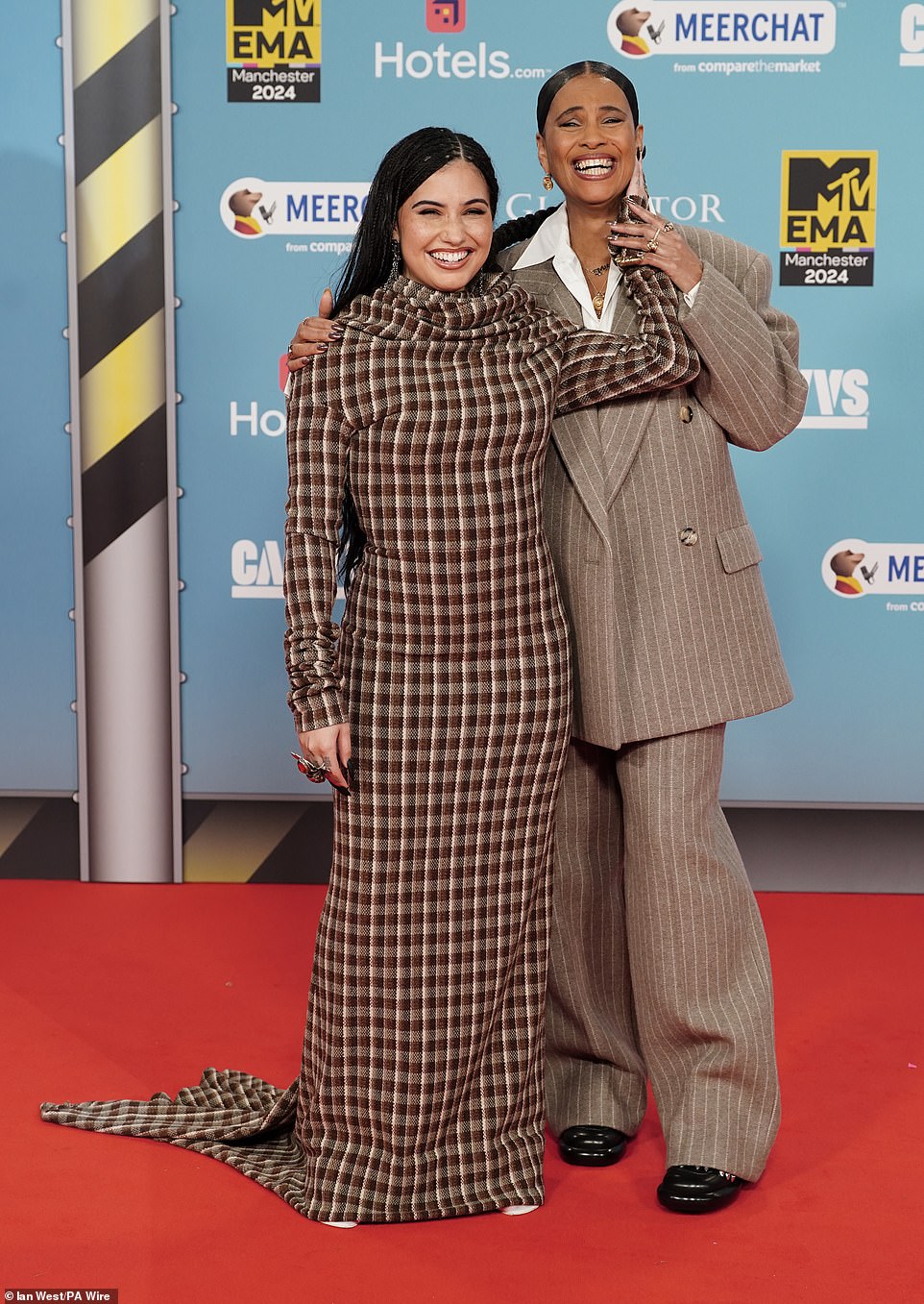 Mabel rocked a quirky checked dress as she joined her chic mum Neneh Cherry on the red carpet