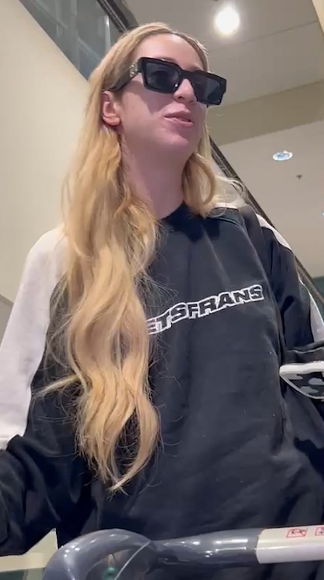 The influencer covered her eyes with a pair of dark shades