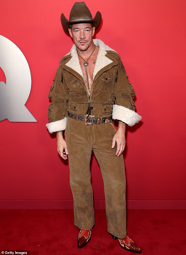 Diplo was also spotted on the red carpet wearing a pair of tan-colored, corduroy trousers and a matching jacket on top