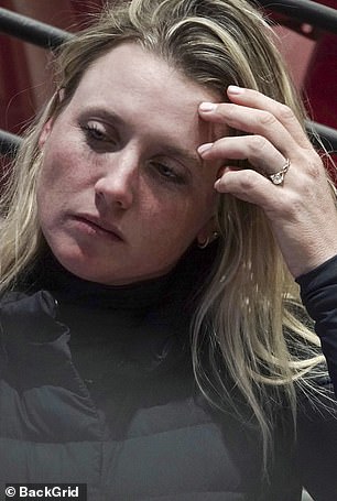 The pair did not publicly interact but the tension was clearly visible on their faces while Postel was still wearing a ring on her wedding finger - despite her union with Schroder being nullified in February