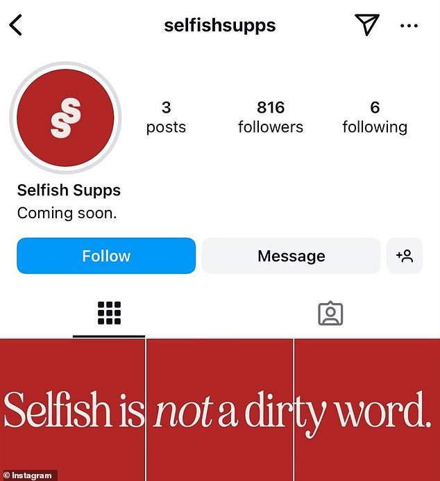 Instagram trač račun Influencer Updates Au, koji vodi Amber Paul, podijelio je snimku zaslona nedavno kreiranog instagram računa tvrtke Selfish Supps koja će uskoro biti pokrenuta.