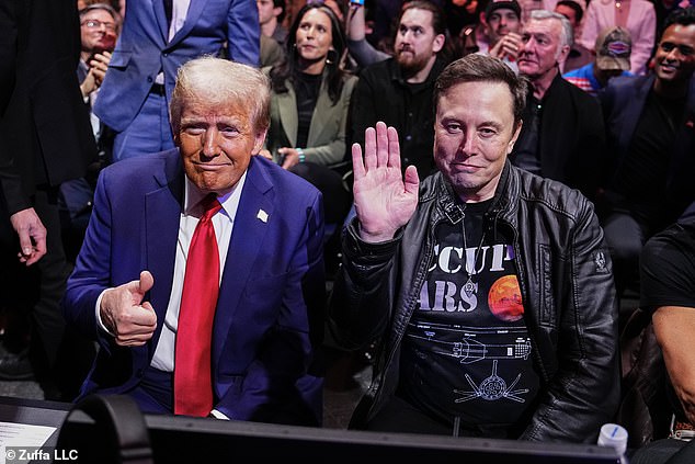 Novoizabrani predsjednik Donald Trump i Elon Musk poziraju za fotografiju tijekom UFC-a 309