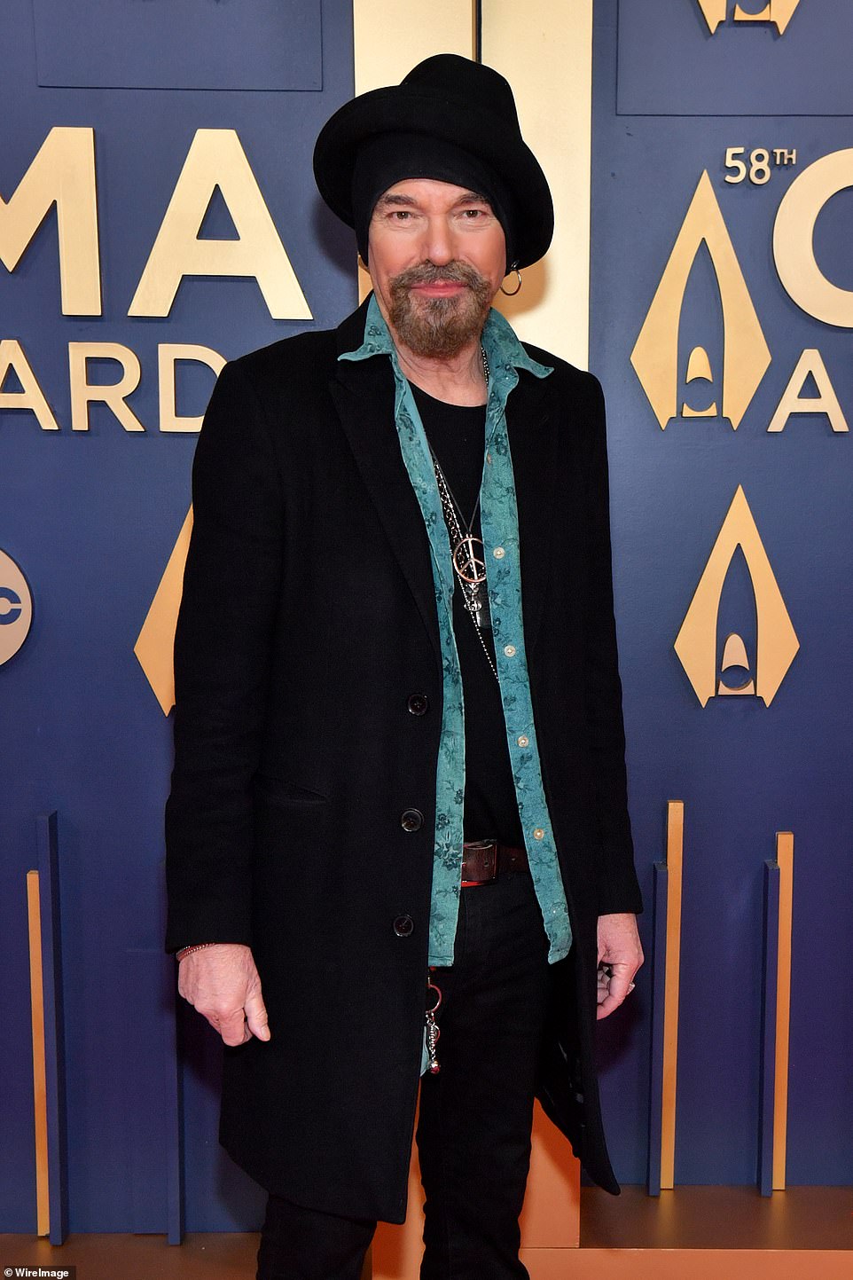 Angelina Jolie's ex-husband Billy Bob Thornton, 69, made a fashion statement in a unique black hat paired with a layer of silver necklaces