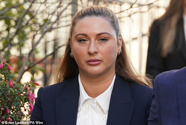 Ms Hand (outside court today) accused McGregor of rape and another man of assault