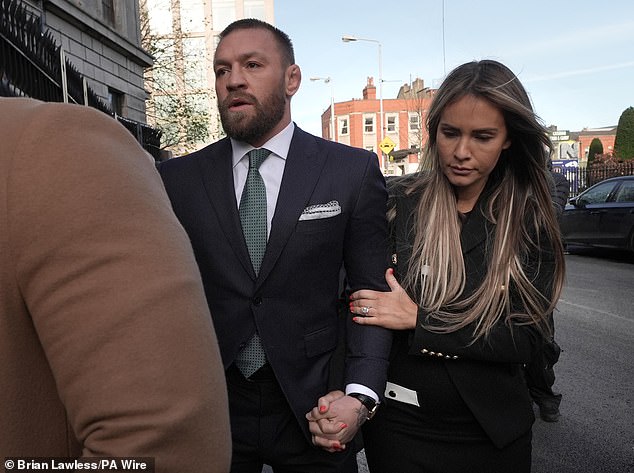 MMA fighter Conor McGregor and partner Dee Devlin outside the court earlier today