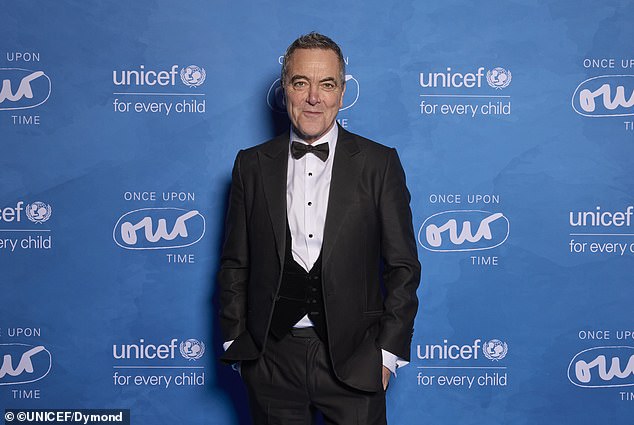 The Cold Feet actor also donned a black, velvet waistcoat and shiny, black shoes that were secured with laces