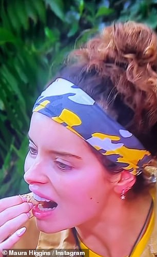 ...followed by Maura getting stuck into the eating challenge and joking: 'I don't think i can swallow it. First time I've said that'