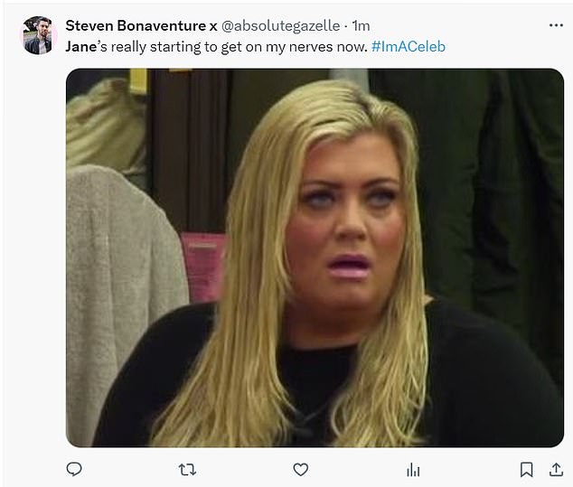 And although Dean jumped to the TV star's defence, starting a 'We stand with Jane' chant, viewers on social media were less than supportive