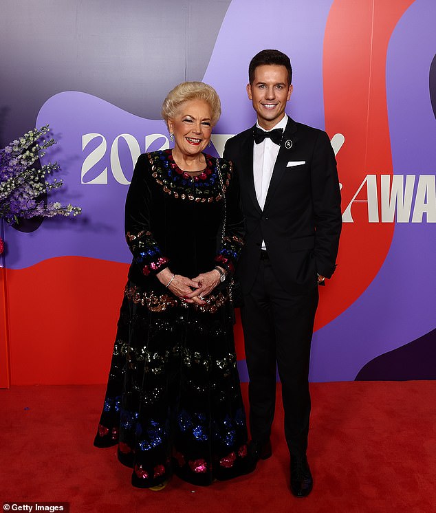 Former Vice President of the Western Bulldogs Football Club, Susan Alberti, glittered on the night in a flowing dress with large rhinestone details