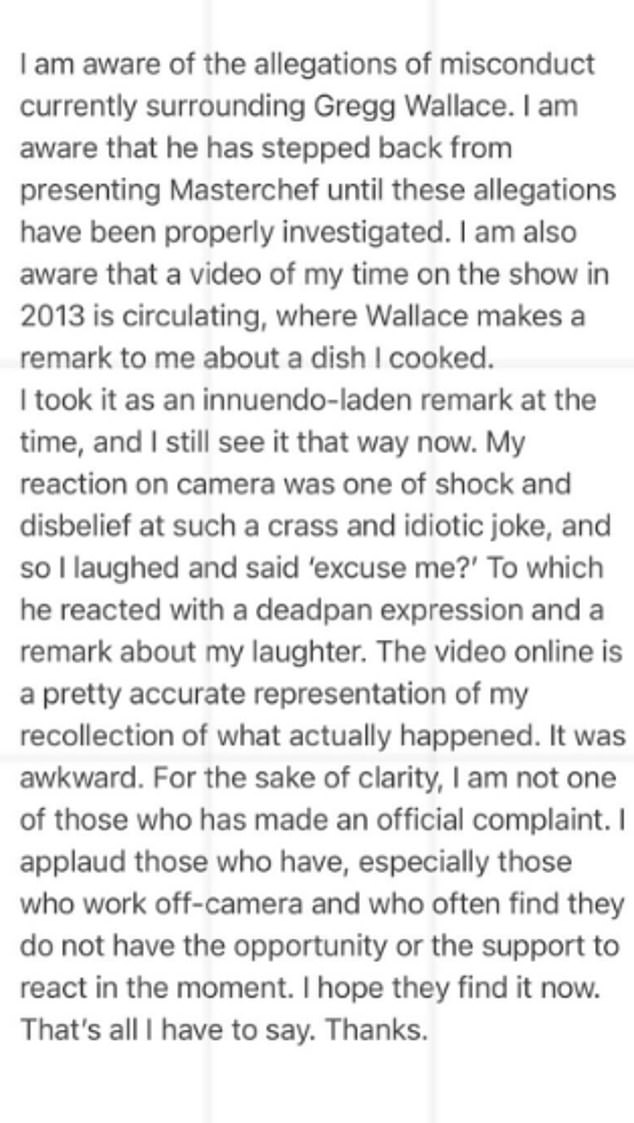Reacting to the resurfaced video of Gregg's tart comment, she called the encounter 'awkward' and recalled her immediate 'shock and disbelief' at the 'crass and idiotic joke'