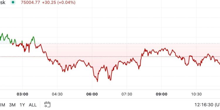 Bitcoin se drži ispod 75 tisuća dolara prije očekivanog smanjenja tečaja u SAD-u