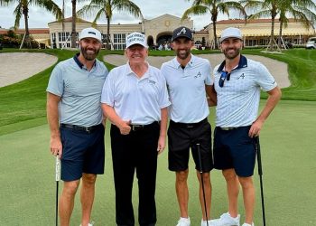 Donald Trump igra sa zvijezdom LIV Golfa Dustinom Johnsonom i njegovim bratom u Palm Beachu nakon pobjede na izborima