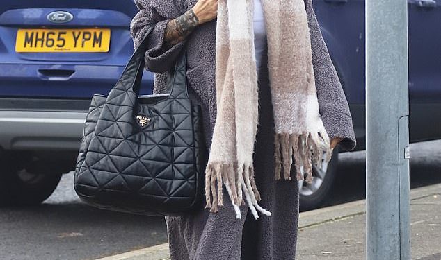Katie Price toplo se umotala u debeli šal i kaput s plišanim medvjedićem dok odlazi na probe pantomime nakon što se uselila kod svoje kolegice Kerry Katona
