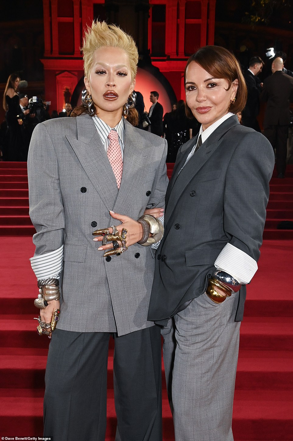 She told reporters her outfit is inspired by punk music, and the late David Bowie whilst she brought her mum, Vera, along as her date for the evening after both starring in Rita's most recent Primark campaign together
