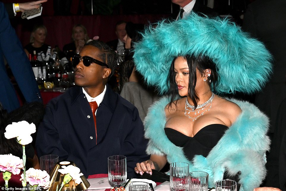 Rihanna and A$AP were pictured sat at the table together once inside the venue