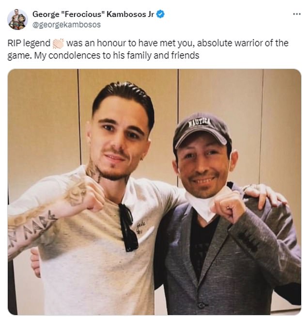 George Kambosos Jr je napisao: 'RIP legenda. Bila je čast upoznati te, apsolutni ratnik u igri. Moja sućut njegovoj obitelji i prijateljima'