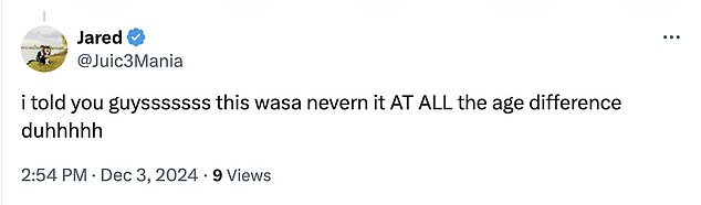 Jedan je obožavatelj neutemeljeno teoretizirao da je sedam godina razlike u godinama dovelo do kraja njihove veze