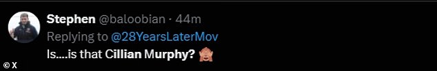 Prelazeći na X, prije poznat kao Twitter, fanovi su brzo podijelili svoj šok zbog zombificiranog oblika naizgled Cillianovog lika, sa scenom koja ukazuje na sumornu sudbinu Jima nakon filma 28 tjedana kasnije